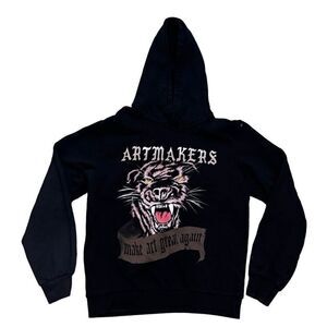 Eleven Paris Men's Size Medium Hoodie‎ Sweatshirt Black Tiger Graphic Artmakers